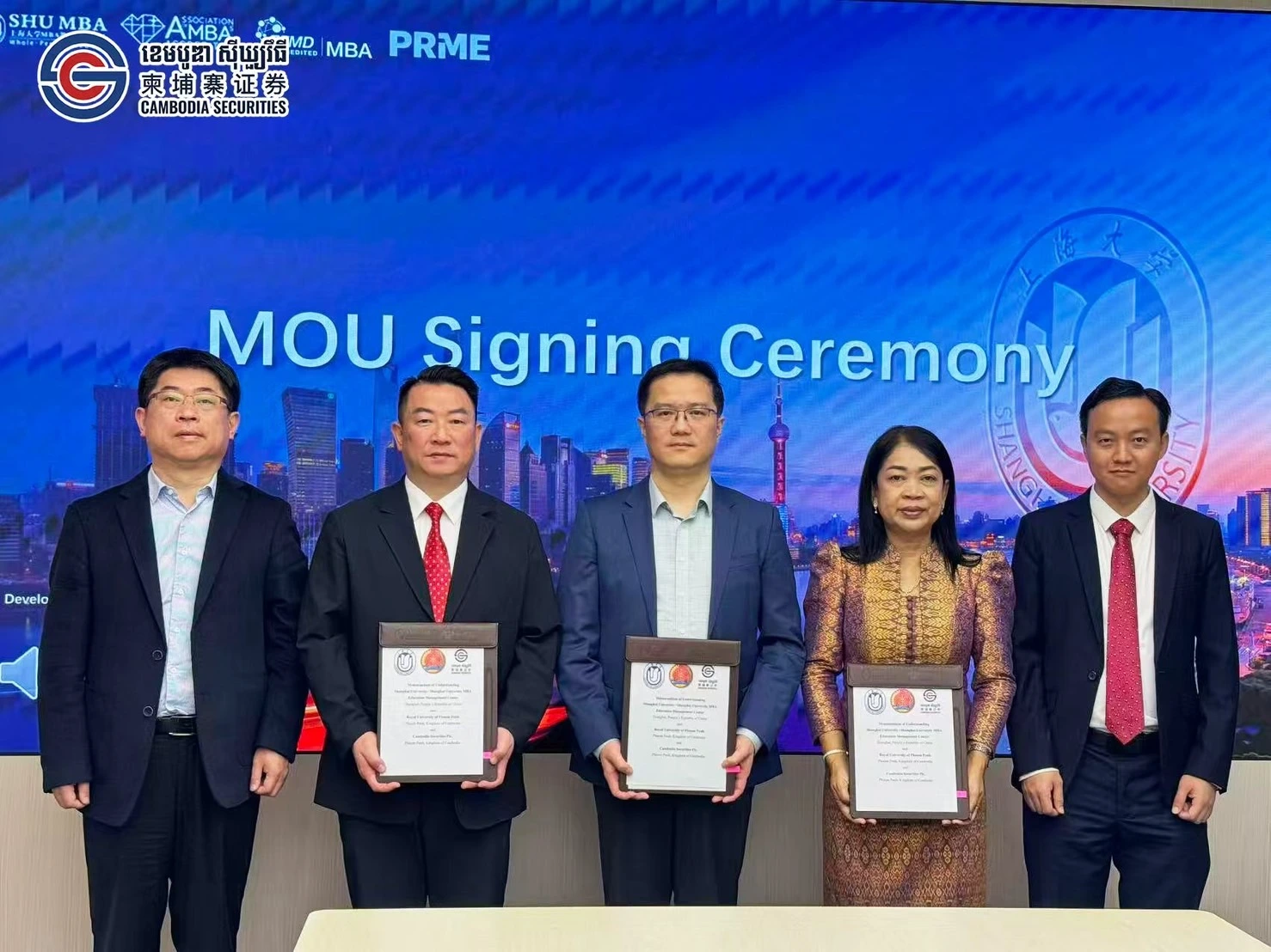 Deepening Education, Empowering the Future | Cambodia Securities Plc., Signed MBA and EMBA Cooperation MOU with Shanghai University and Royal University of Phnom Penh